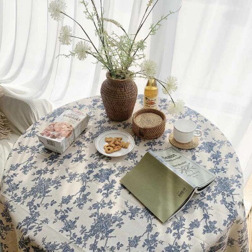 Retro Flower Print Tablecloths Cotton Linen Coffee Table Cloth Background Fabric - Bild 16 von 21