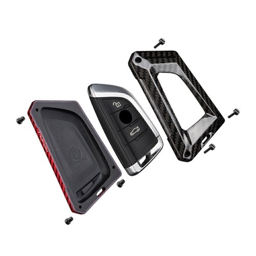 Carbon Fiber Key Fob Case Cover Fit BMW X1 X2 X3 X4 X5 X6 F15 F16 F48 G30 Red - Picture 8 of 8