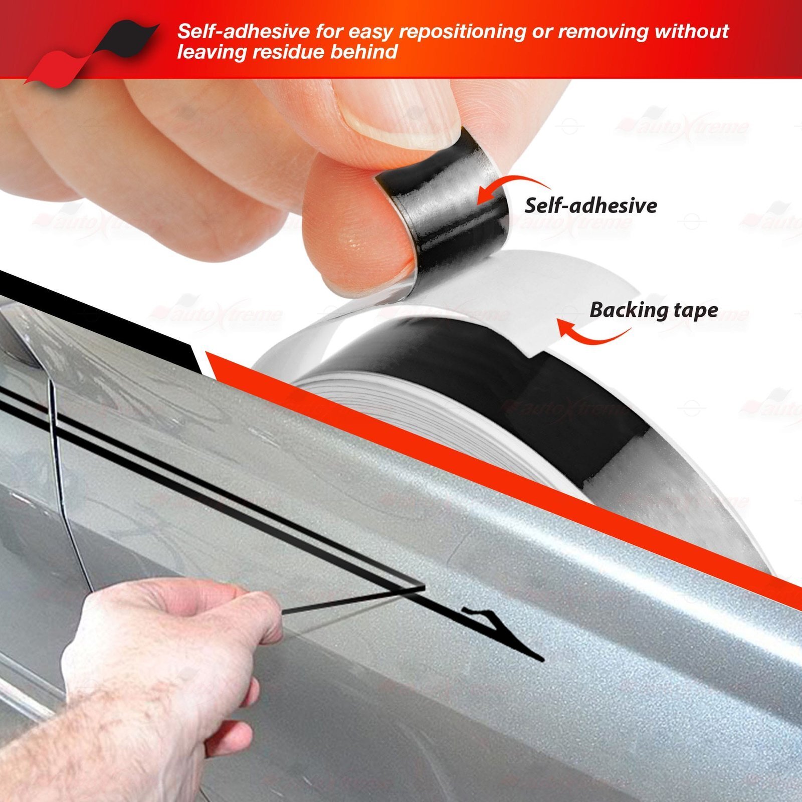 4" 102mm PinStriping Stripe Tape Styling Decal Vinyl Sticker CARBON FIBER RED