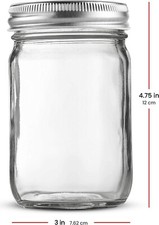 12 oz. Glass Jars with Silver Metal Airtight Lids Food Storage 20 pack