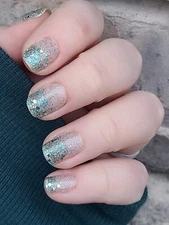 Color Street Nail Polish Strips - SEA BREEZE (FDG520) Blue Glitter Dipped