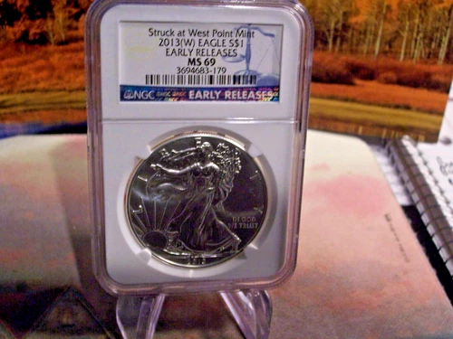 2013(W) SILVER EAGLE EARLY RELEASE ~STRUCK AT WEST POINT -NGC MS69