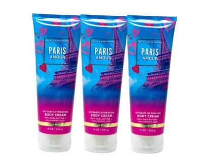 3 BATH & BODY WORKS PARIS AMOUR ULTIMATE HYDRATION BODY CREAM 8 OZ NEW