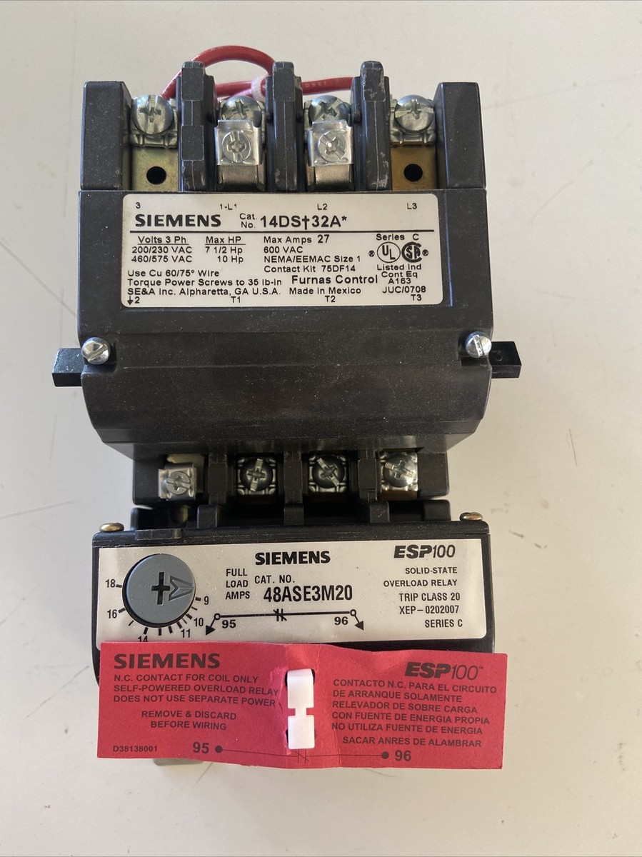 Siemens Furnas 14DS32A Size 1 Starter 27A 240/480 120 Volt Coil