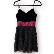 Betsey Johnson Cocktail Babydoll Little Black Dress Velvet Silk 8 Romantic Fem