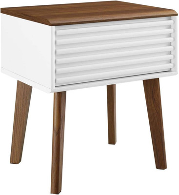 Render Mid-Century Modern End Table or Nightstand in Walnut White, 15 X 19 X 21.