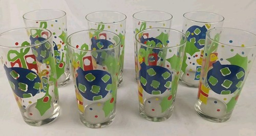 MCM Colorful Holiday Drinking Glasses Set Of 8
