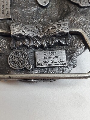 Siskiyou Buckle Co 1988 VTG Horse Pewter Western Taos New Mexico Leather Belt Vintage 1988 Siskiyou Buckle Co. Pewter Enamel Horse Head  main image 4