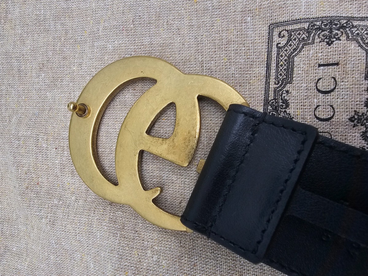 GUCCI グッチ　GGマーモント ベルト 400593 ブラック GG Marmont wide belt in black leather | GUCCI® US