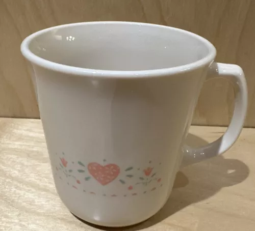 Vintage Corelle Corning Ware FOREVER YOURS Coffee Mug Cup Pink Heart