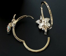 Luxury Flower Earrings for Women Zircon Round Hoop Earrings Gold Plating