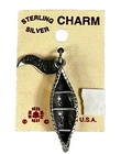 Vintage Sterling Silver CANOE Charm - IDAHO Flag 925 Charm Pendant - NOS