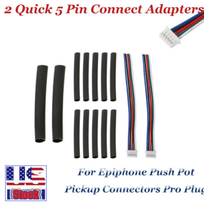 2 Quick 5 Pin Connect Adapters For Epiphone Push Pot Pickup Connectors Pro Plug 