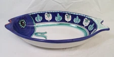 Vietri Italy 17” CAMPAGNA CHICKEN Fish Shape Serving Bowl Italian Art Pottery