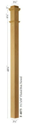 F-4075 Red Oak Fluted 4075 Box Newel Post 3.5''x58''