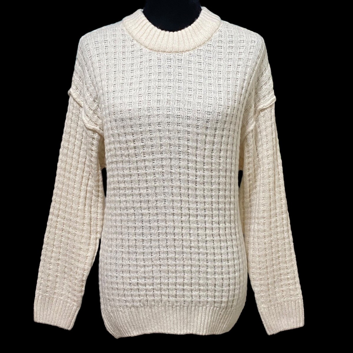 SO Cream Knit Pullover Sweater Small NWT Crew Neck Soft Textured 