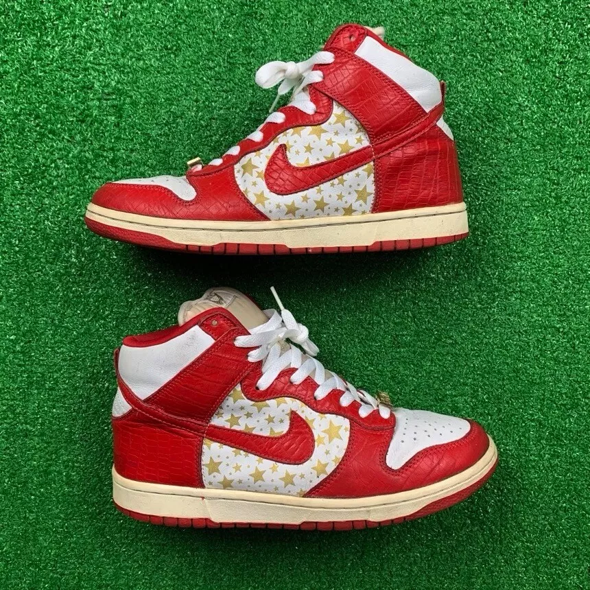 2003 Nike Supreme Dunk High Pro SB Stars boîte rouge basse logo 307385 161 9 vintage 