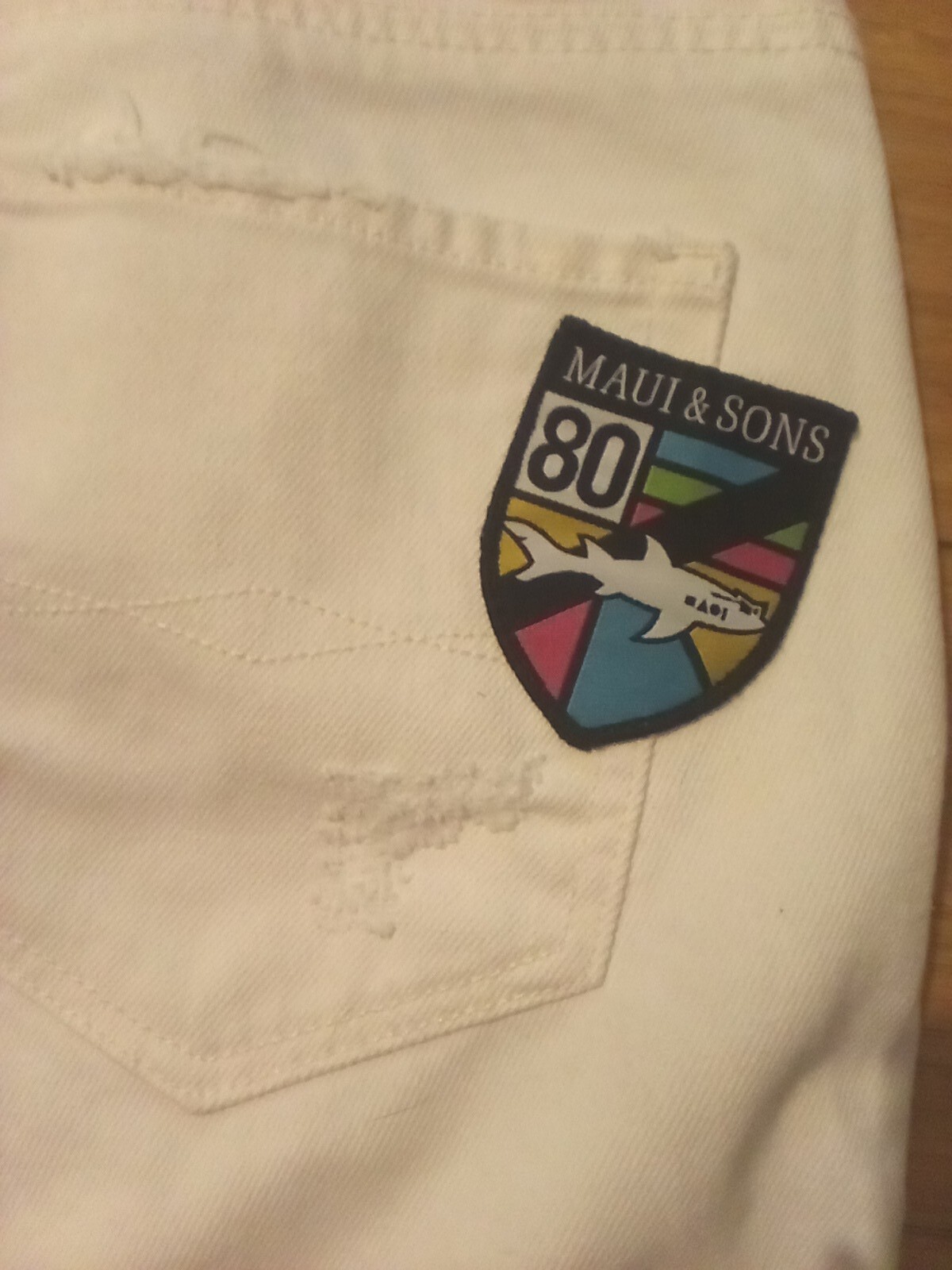 Zara Basic Limited Edition Maui And Sons Patchwork Size 6 Distressed White Jeans image 10