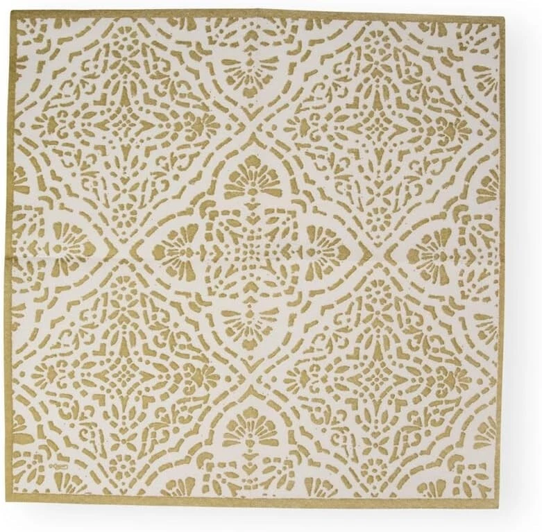 Caspari Paper Linen Dinner Napkins, Annika in Ivory & Gold - 2 Packs (17301DG) - Image 4 of 4