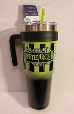 Zak Designs 40oz Beetlejuice Straw Handle Tumbler Featuring a Sliding Lid