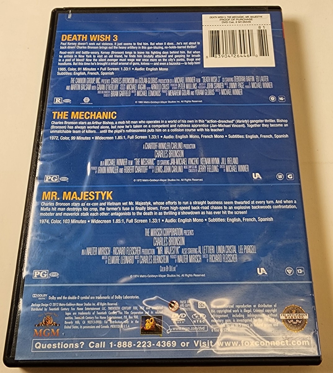 Charles Bronson Triple Feature DVD 2012 3 Disc Death Wish 3