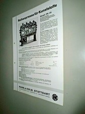 Alter Prospekt Maschinenbau um 1930, Reihenpresse für Kunststoffe 🍀