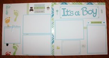 Baby Boy scrapbook pages 2 each 12 x 12 Handmade photo ready It's A Boy