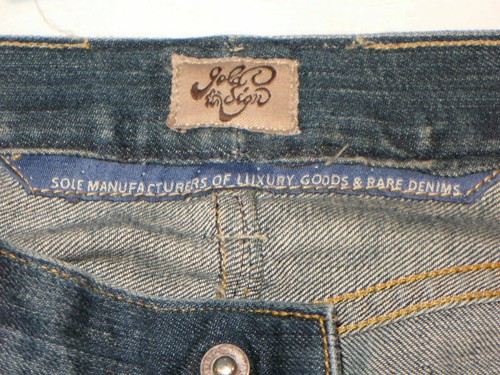 Pantalones de mezclilla GoldSign Goldschmied Misfit con puños cortos Wm talla 28 rectos azules desgastados - Imagen 8 de 10