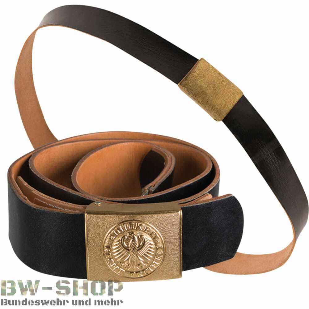 Cintura In Pelle Nera Cintura Originale Esercito Tedesco Feldjäger, In Pelle, Regolabile 80-150cm, Fibbia Metallica, Colore Nero, Usata Ma Funzionale Cintura Militare Tedesca Feldjäger - Foto 5