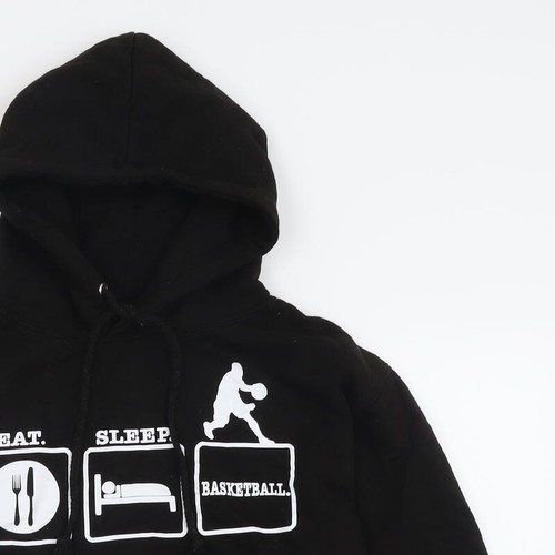 Felpa con cappuccio pullover da uomo nera cotone taglia S - basket - Foto 4 di 12