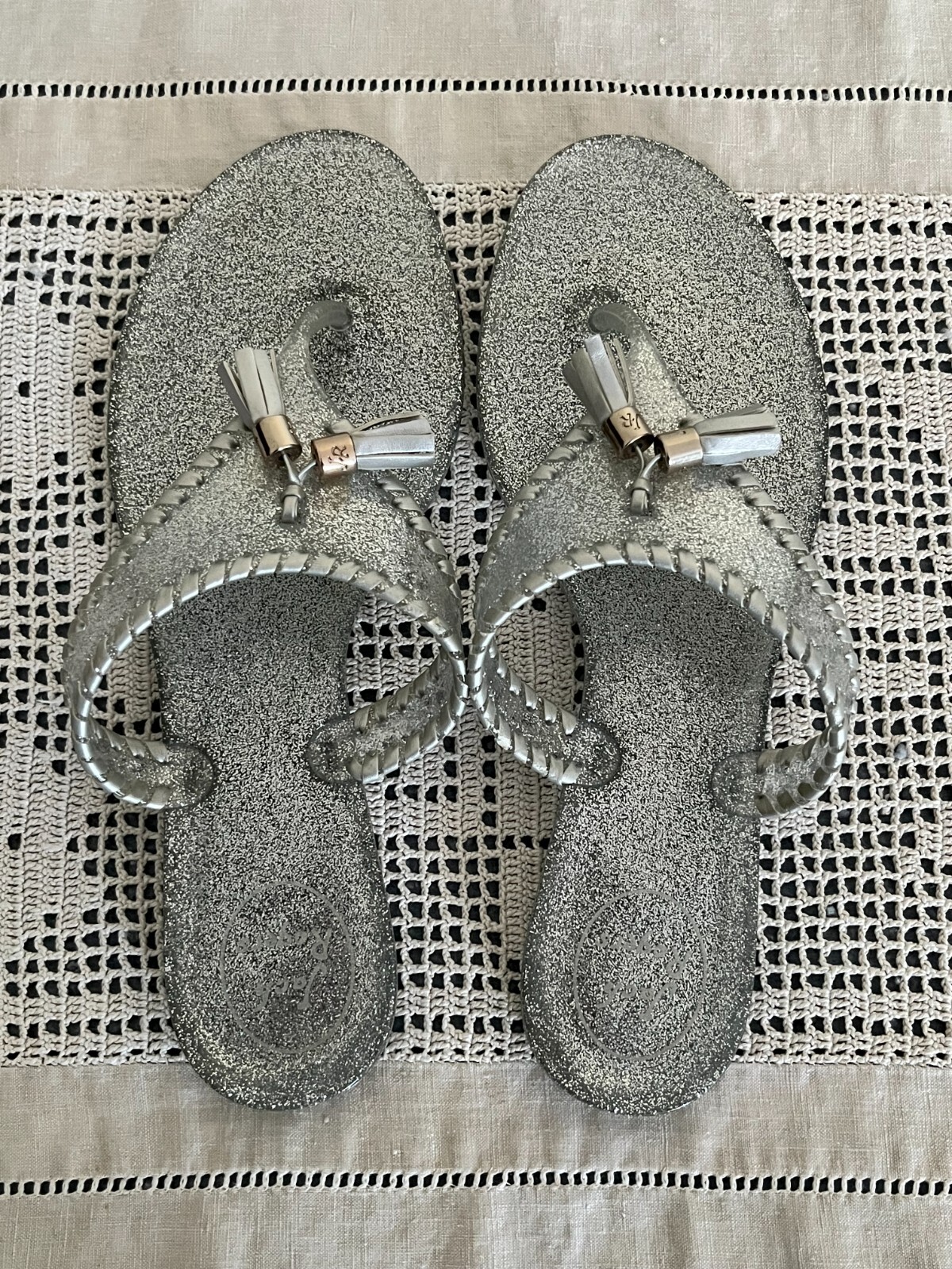 Jack Rogers Sparkle Alana Jelly sandals Silver women's size 8 | eBay
