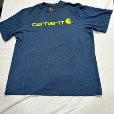Carhartt T-Shirt Blue Spell Out Men's Size XL Crew Neck Short Sleeve 