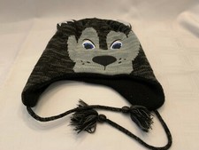 Bio-Domes Headwear Laplander Black Gray Knit Wolf Husky Beanie Cap