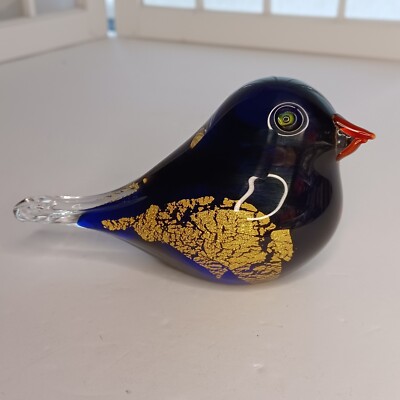 Chris Sherwin Art Glass Love Bird With Gold Flake Signed 2007 Paperweight Rare