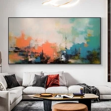 Hand painted Oil Painting Green Abstract impressionism in soothing pastel hues