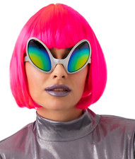 Silver Alien Glasses Adult Funny Space Halloween Fancy Dress Costume Accessory