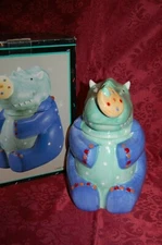 Rhino Cookie Jar CoCo Dowley Vntg Whimsical Certified Inter *Nose Has A Chip 