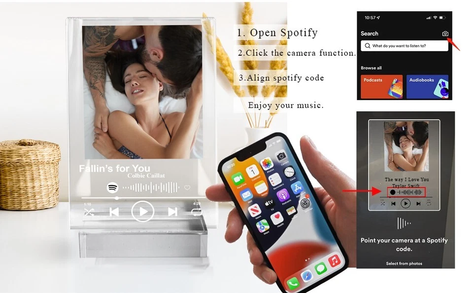 Custom LED Music Photo Plaque - Personalized Song Night Light Gift for Couples - Image 4 of 4