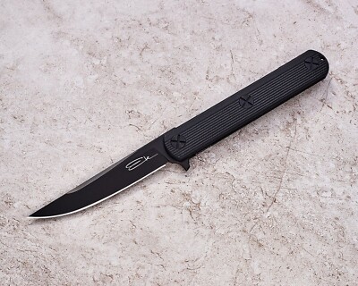 EK201 KA BAR Ek Folder S35VN Black Drop Point Blade GFN Handles Linerlock Clip