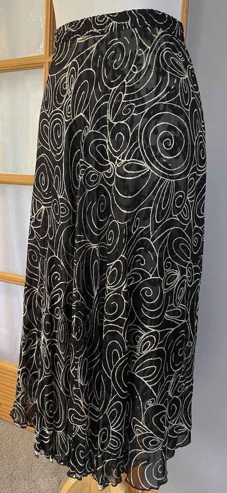 80s SARAH ARIZONA Reversible Floral Skirt Sz L Swirl Beige White Boho Prairie - Image 2 of 4