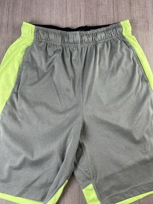 Nike Dri-FIT Training Shorts Grey Volt Neon Green Mesh Mens XL Gym