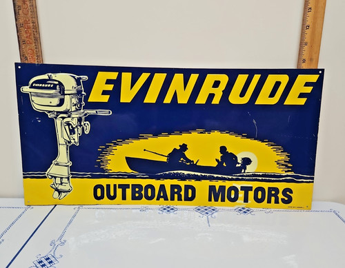 EVINRUDE OUTBOARD MOTORS Embossed Metal REPRODUCTION Sign Desperate Sign Co.