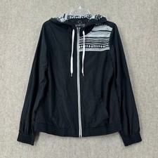 Empyre Windbreaker Jacket Size L Black Full Zip Hooded Pockets Outdoor