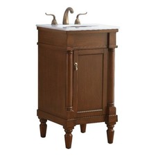 Pemberly Row Contemporary 18" Solid Wood Bathroom Vanity in Walnut