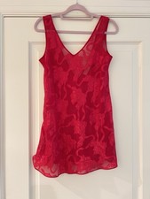 Victoria  s Secret Slip Gold Label Babydoll Sheer Floral Red Small Vintage