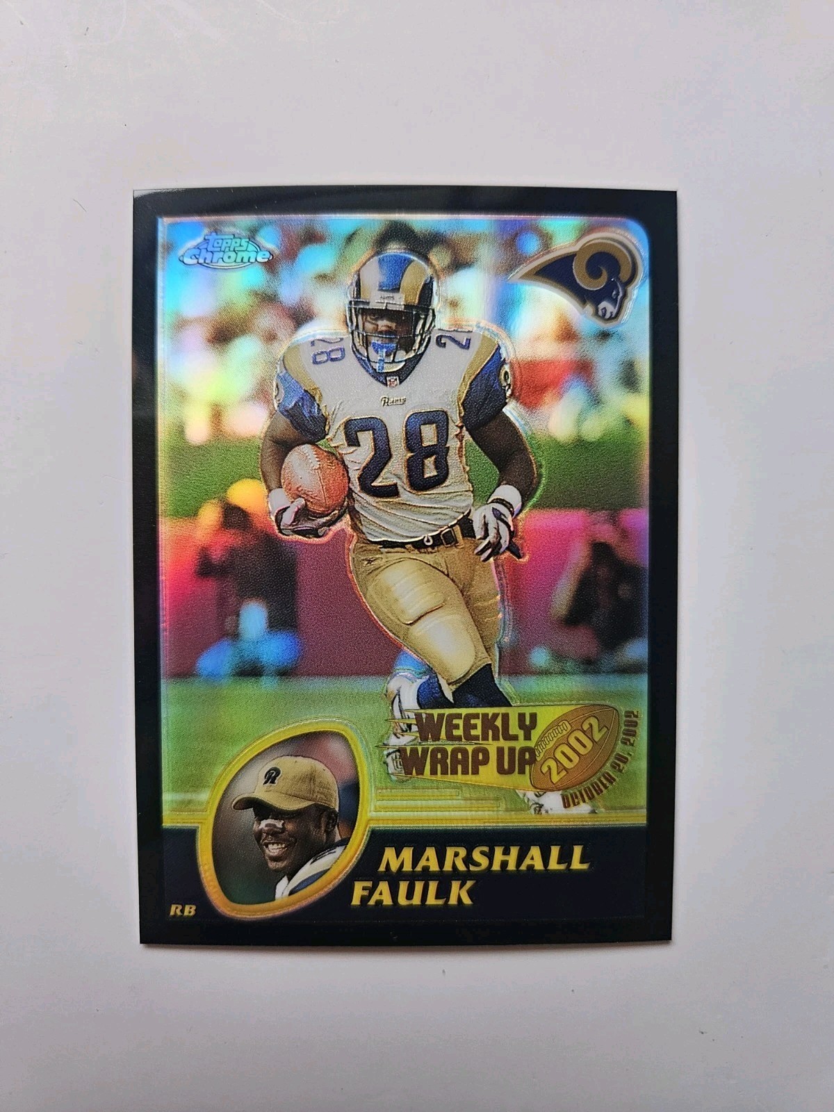 2003 TOPPS CHROME MARSHALL FAULK #152 BLACK REFRACTOR /599 RAMS HOF