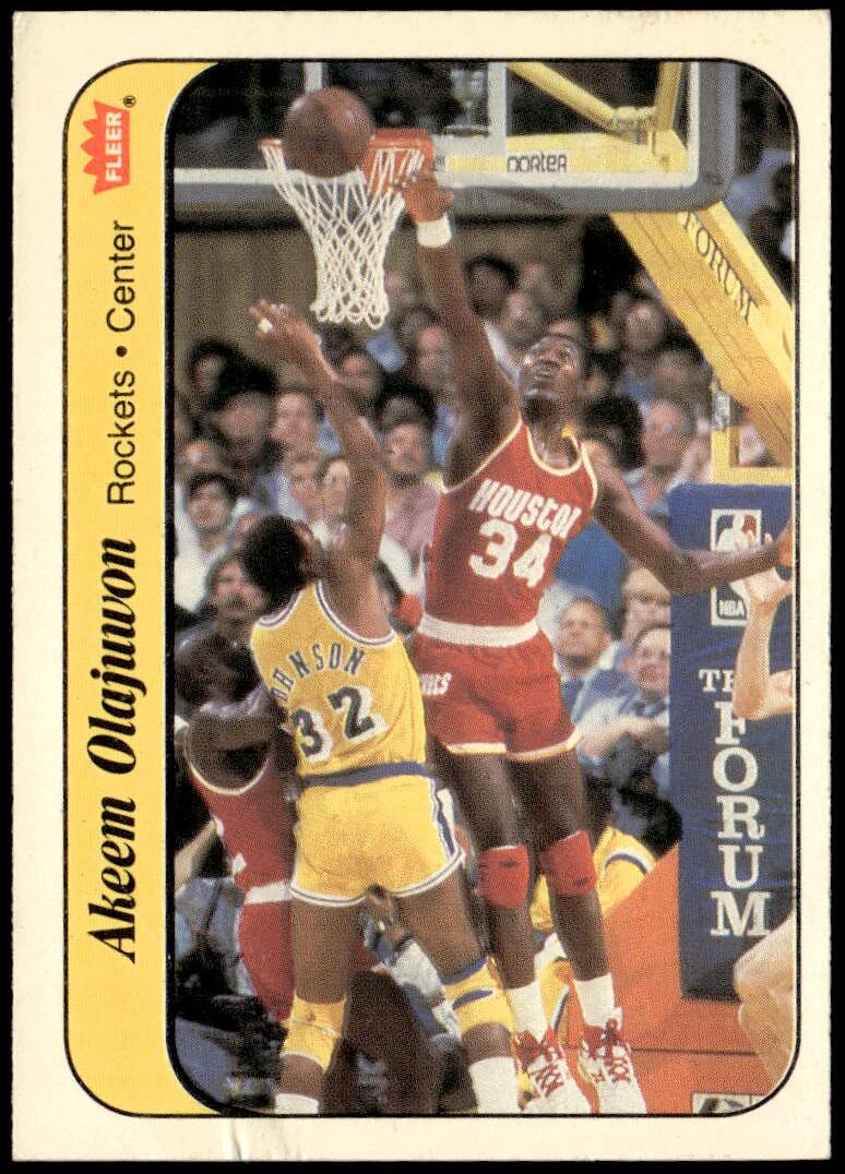 1986-87 Fleer #9 Akeem Olajuwon Stickers Rookie E1