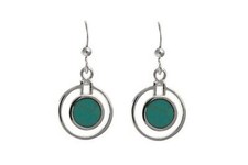 Image of Turquoise Earrings Sterling Silver Drop Round Stone Drops