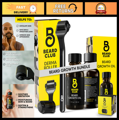 Premium Derma Roller & Beard Growth Oil Set - Microneedling Roller with 540 Need