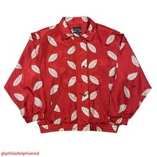 Vintage 1990s 100 Silk Fullzip falling leaves themed bomber jacket womens XL